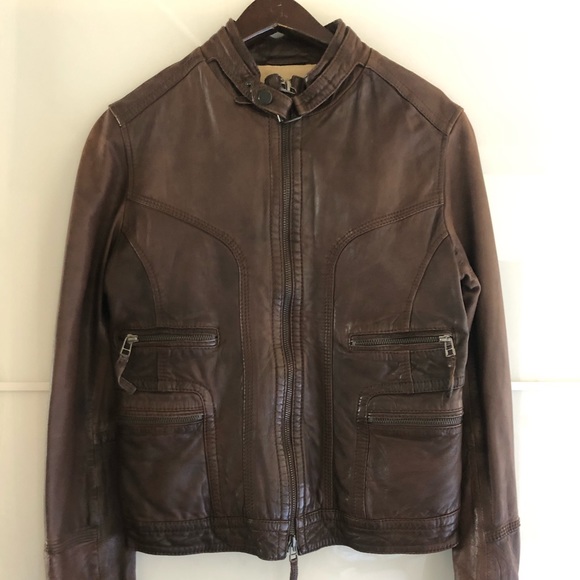 Mossimo Dutti Brown Leather Jacket - Picture 2 of 5